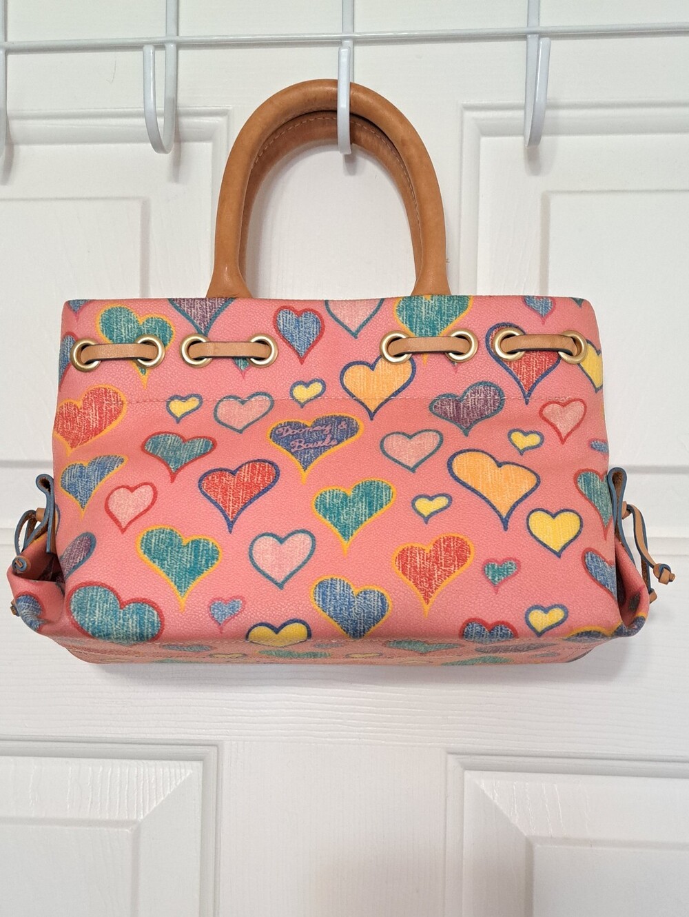 Vintage Dooney & Bourke Crayon Hearts Tiny Tassel Tote - Picture 3 of 16